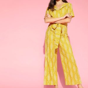 Mustard Printed Basic Jumpsuit