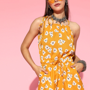 Mustard Printed Ethnic Jumpsuit