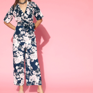 Deep Navy Blue Printed Jumpsuit