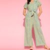 Green  Yellow Printed Basic Jumpsuit