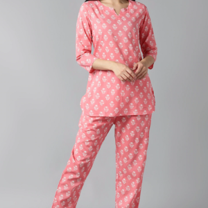 Coral Printed Pure Cotton Night Suit