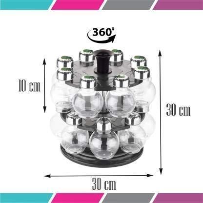 Kitchendesigner Plastic Big Revolving Spice Rack 16 in 1 / Masala Rack Set/Condiment Set/Spice Container - Image 2