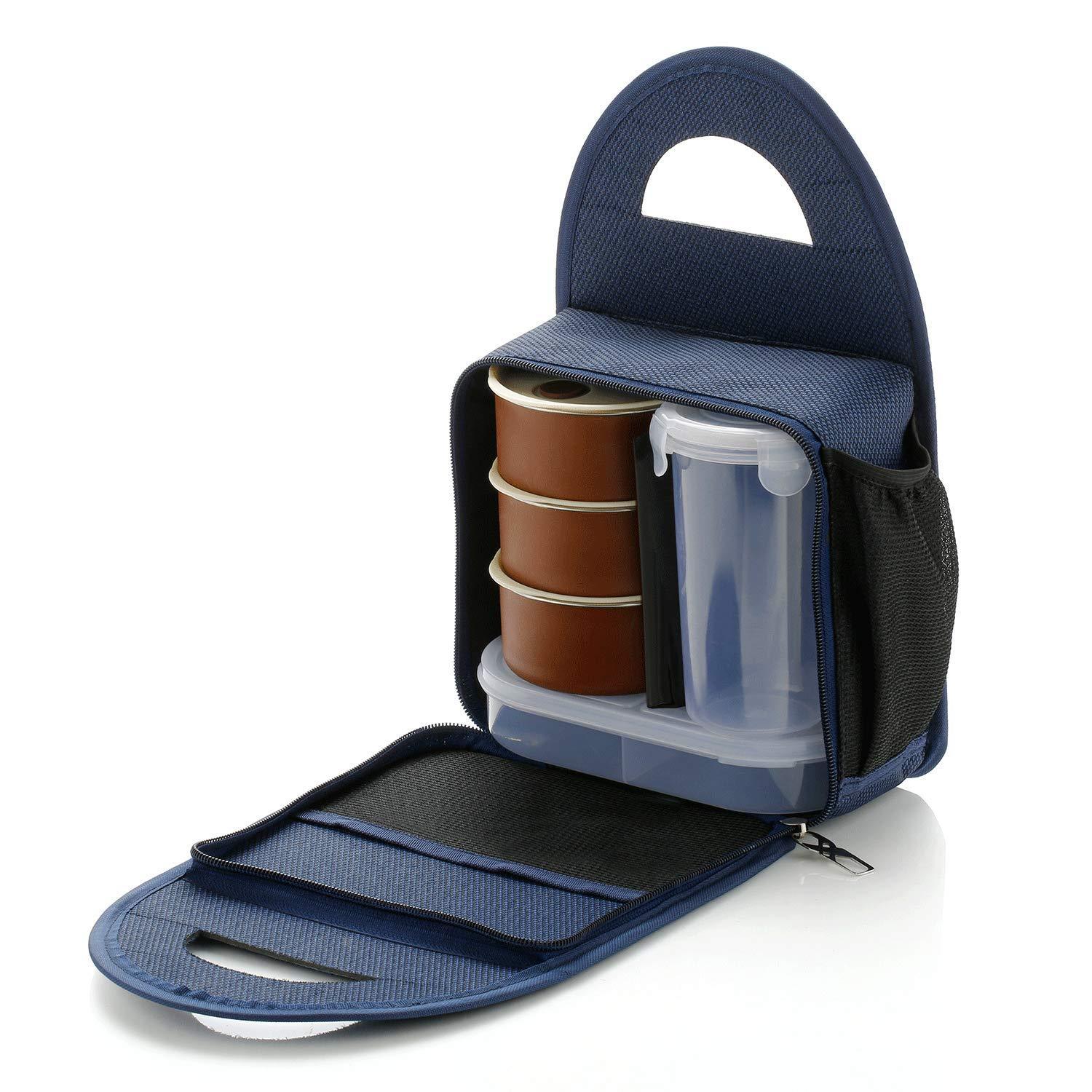 Box with Bag - Blue, Steel Range, Microwave Safe & Leak Proof, 3 Air-Tight Containers with Bag, Keep Food Hot, School, College & Office... - Image 2