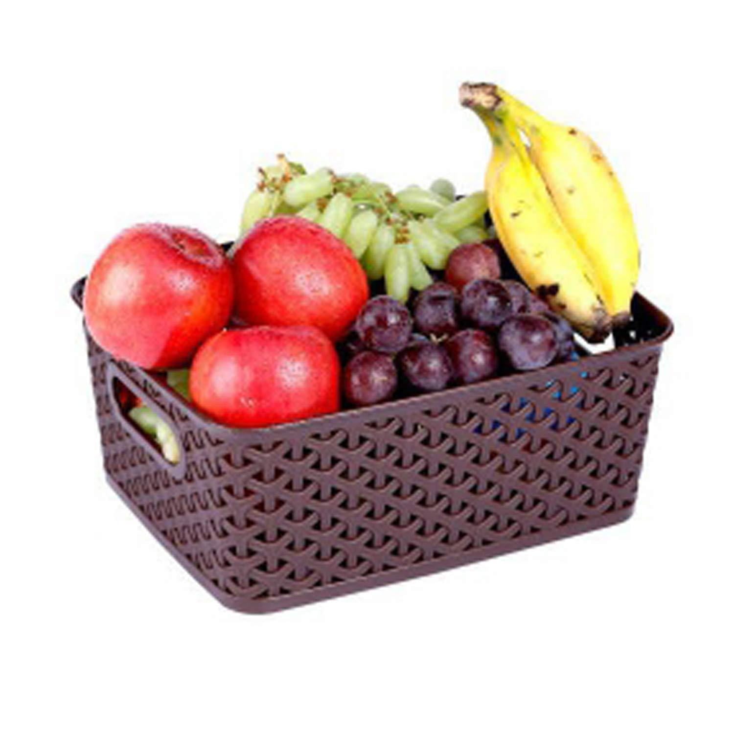 Kitchendesigner Plastic 3 Pieces Small Size Multipurpose Solitaire Storage Basket with Lid - Image 2