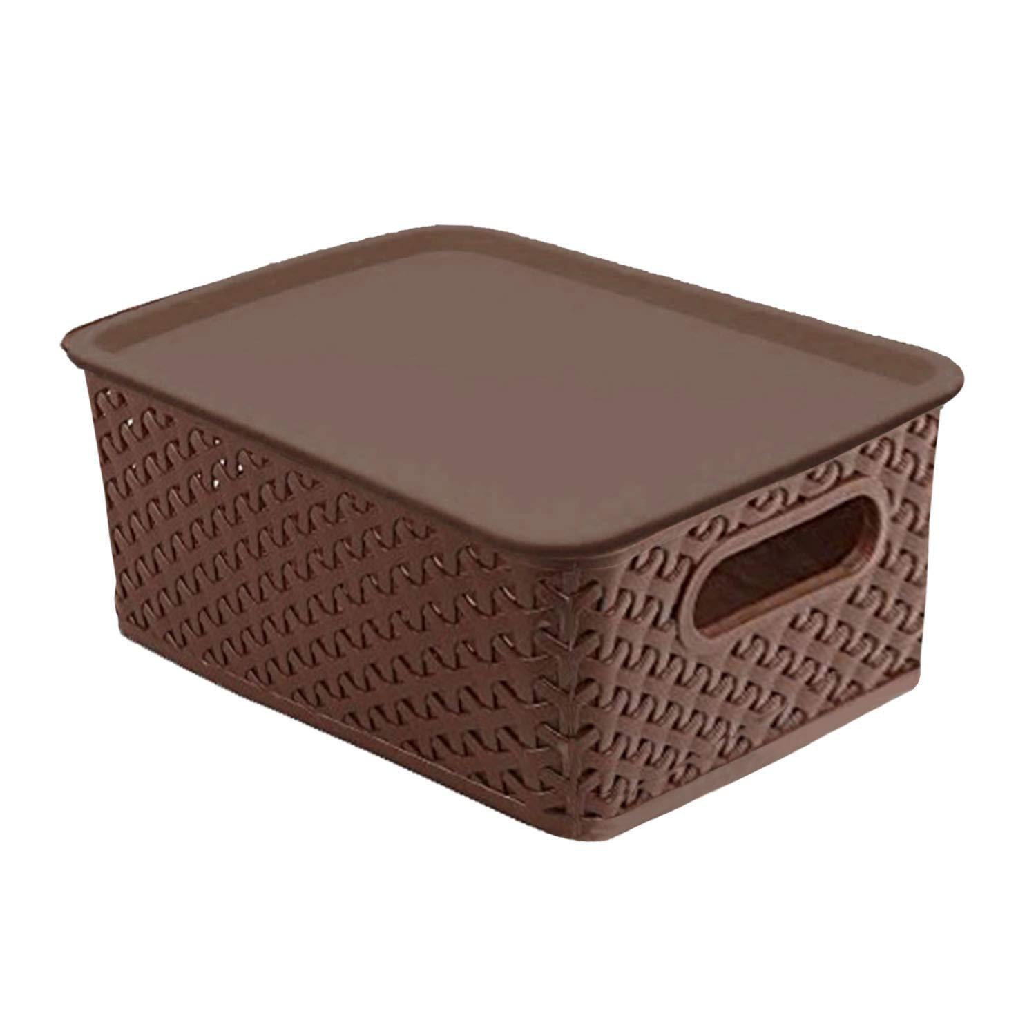 Kitchendesigner Plastic 3 Pieces Small Size Multipurpose Solitaire Storage Basket with Lid - Image 3