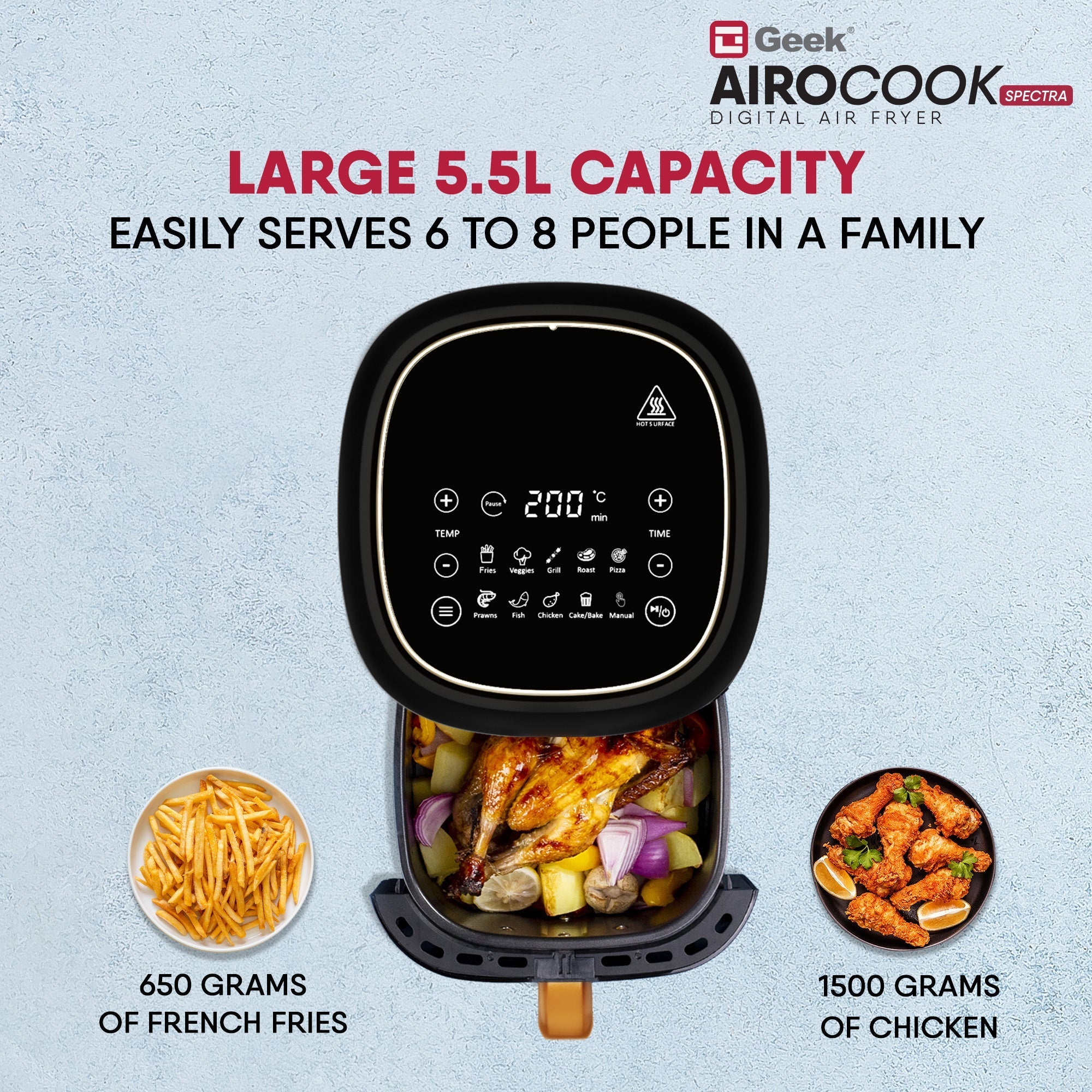 Airocook Spectra 5.5L Digital Air Fryer - Image 4
