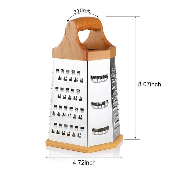 Expresso 6-Sided Stainless Steel Multipurpose Grater and Slicer Wood Finish - Image 2