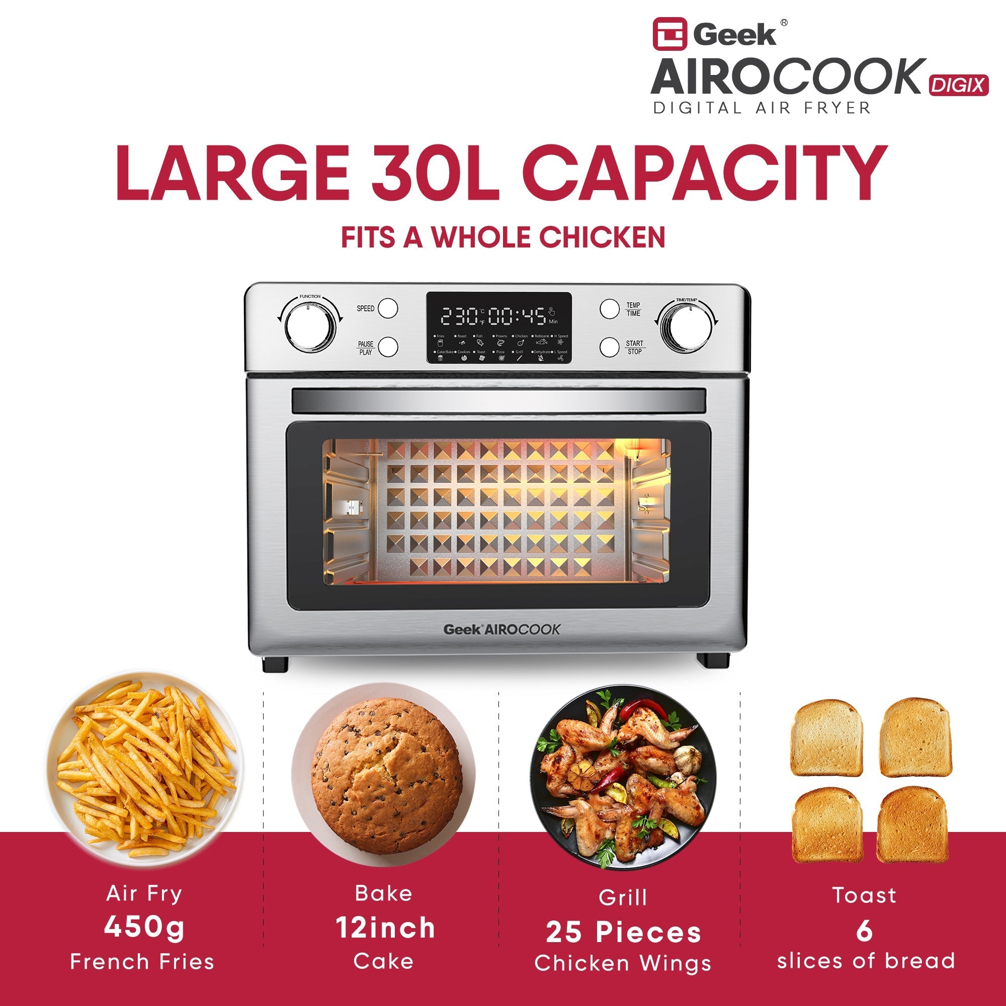 AiroCook Digix 30L Air Fryer Oven - Image 2